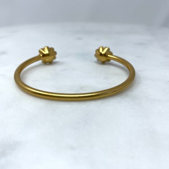 J. Crew Gold Sparkly Rhinestone Flower Cuff Bangle Bracelet - Picture 3 of 3